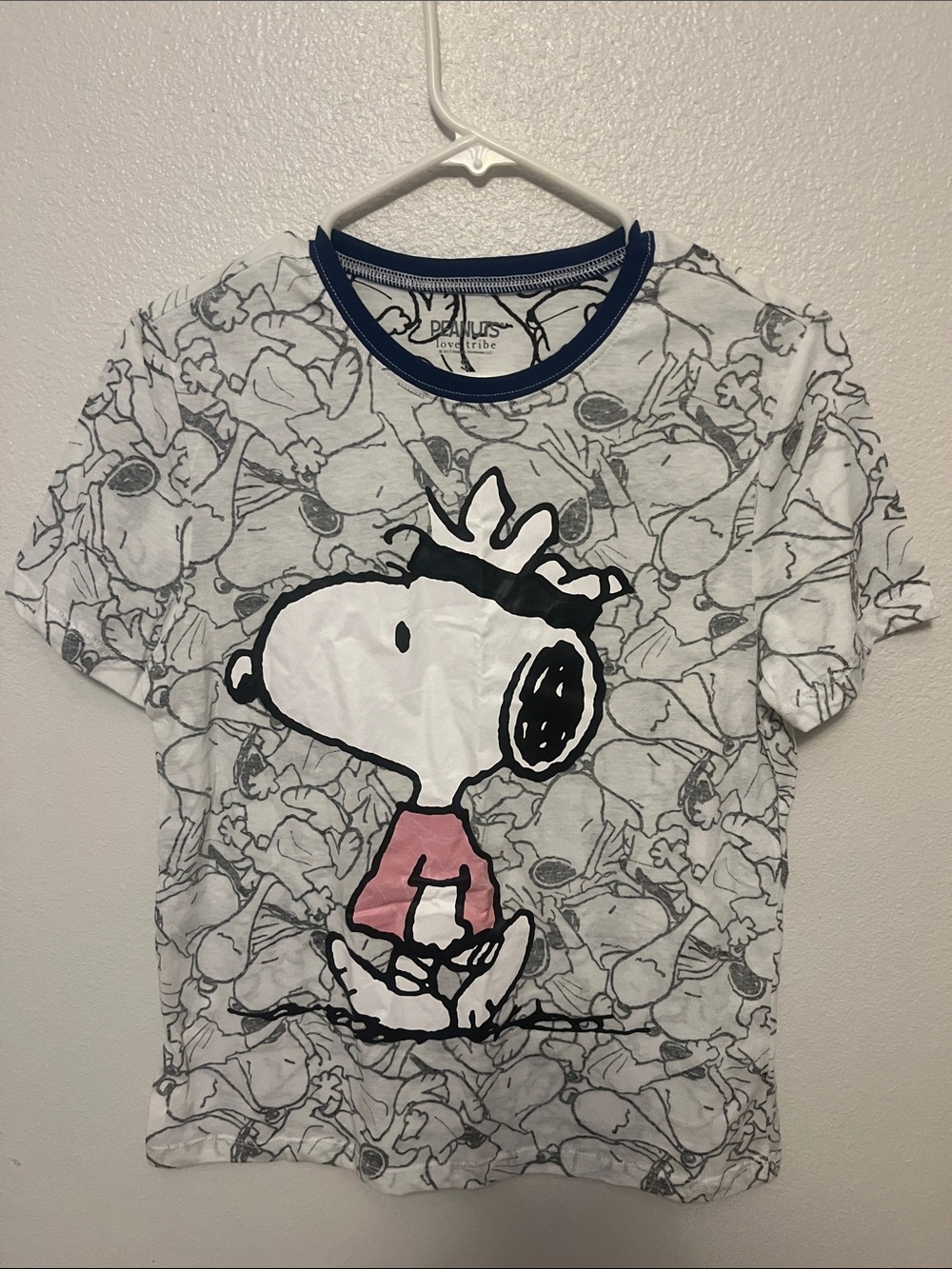 Peanuts Snoopy Pink Graphic Tee  - Blue Trim